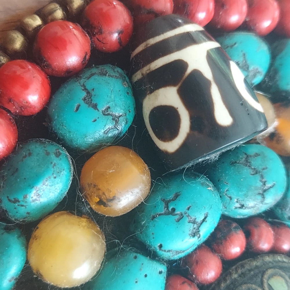 👑♥️Vintage TIBETAN COLLAR NECKLACE  Silver corals AMBER TURQUOISE - Picture 5 of 5